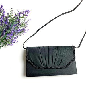 Vintage La Regale Black Satin Evening Bag Purse